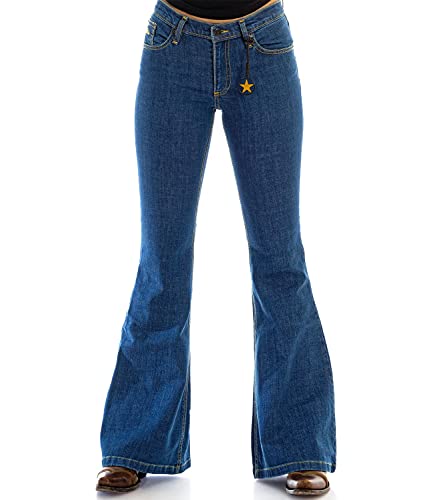 Comycom Damen Jeans Schlaghose Star Easy Blau