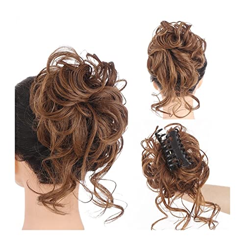 Bun Haarteile Erweiterung Messy Claw Clip Chignon Haarknoten Lockige Perücke Synthetische lockige gewellte Dutt Haarklammer in Dutt Messy Chignons Haarverlängerungen for Frauen Brötchen-Haarteil (Col