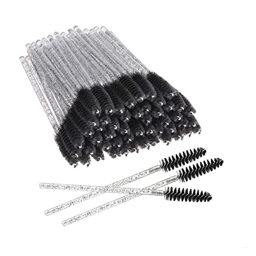 Aqxyxsw 250pcs Wimpern Mascara Bürsten Kristall Wimpernbürsten Wimperntusche Zauberstäbe Applikator Wimpern Verlängerung Augenbrauen und Make-up-Tool lingli(Color:Black)