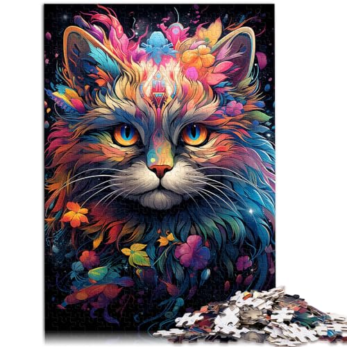 Puzzlespiel, exotische bunte Katze, 1000 große Teile, Puzzle für Erwachsene, Holzpuzzle, Familienspiel, Stressabbau, schwieriges Herausforderungspuzzle, 1000 Teile (50 x 75 cm)