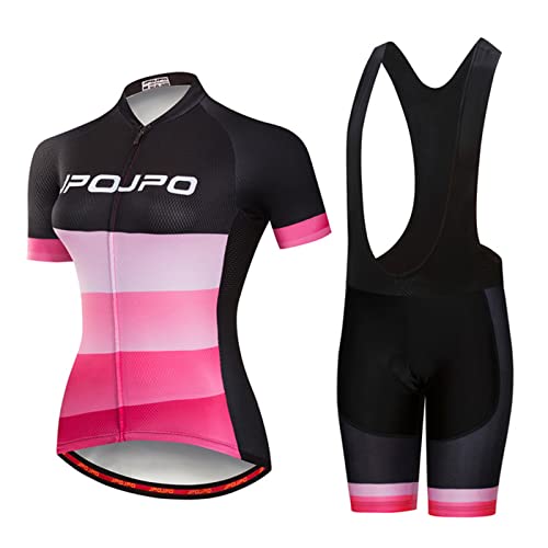 Hotlion Radtrikot Damen Sets Fahrradkleidung Frauen Kurzarm Sommer Fahrradbekleidung Rennrad Outfit JP2