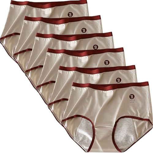 6pcs PeriodenunterschwäSche Starke Blutung, Die Mitte Inkontinenz Slip, Spurlos Menstruation UnterwäSche, Bequem Und Atmungsaktiv Inkontinenz UnterwäSche