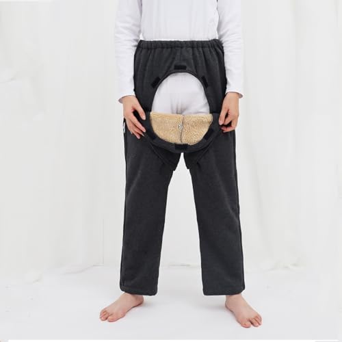 Winter Patienten Hose Inkontinenzhose für ältere Menschen Mit Reißverschluss Patientenkleidung Krankenhaus Patienten Pyjama Nachtwäsche Pflegekleidung - Unisex (Dark Gray M)