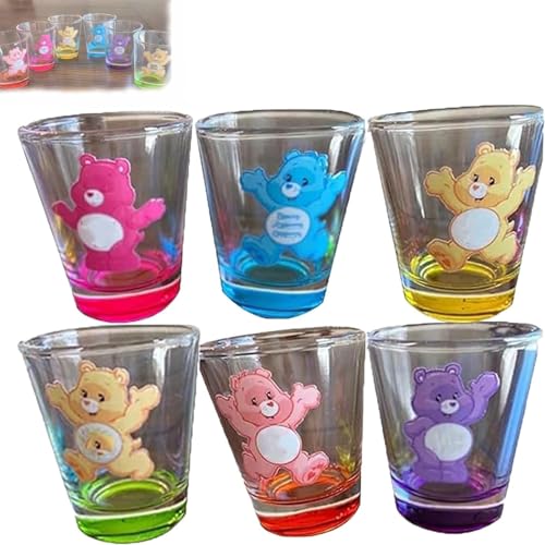 YZBBSH Swear Bears Schnapsgläser, isoliertes Schnapsgläser-Set für Cocktails, 6 Stück, niedliches Mini-Schnapsgläser, Cocktail, Whiskey, 6 Farben