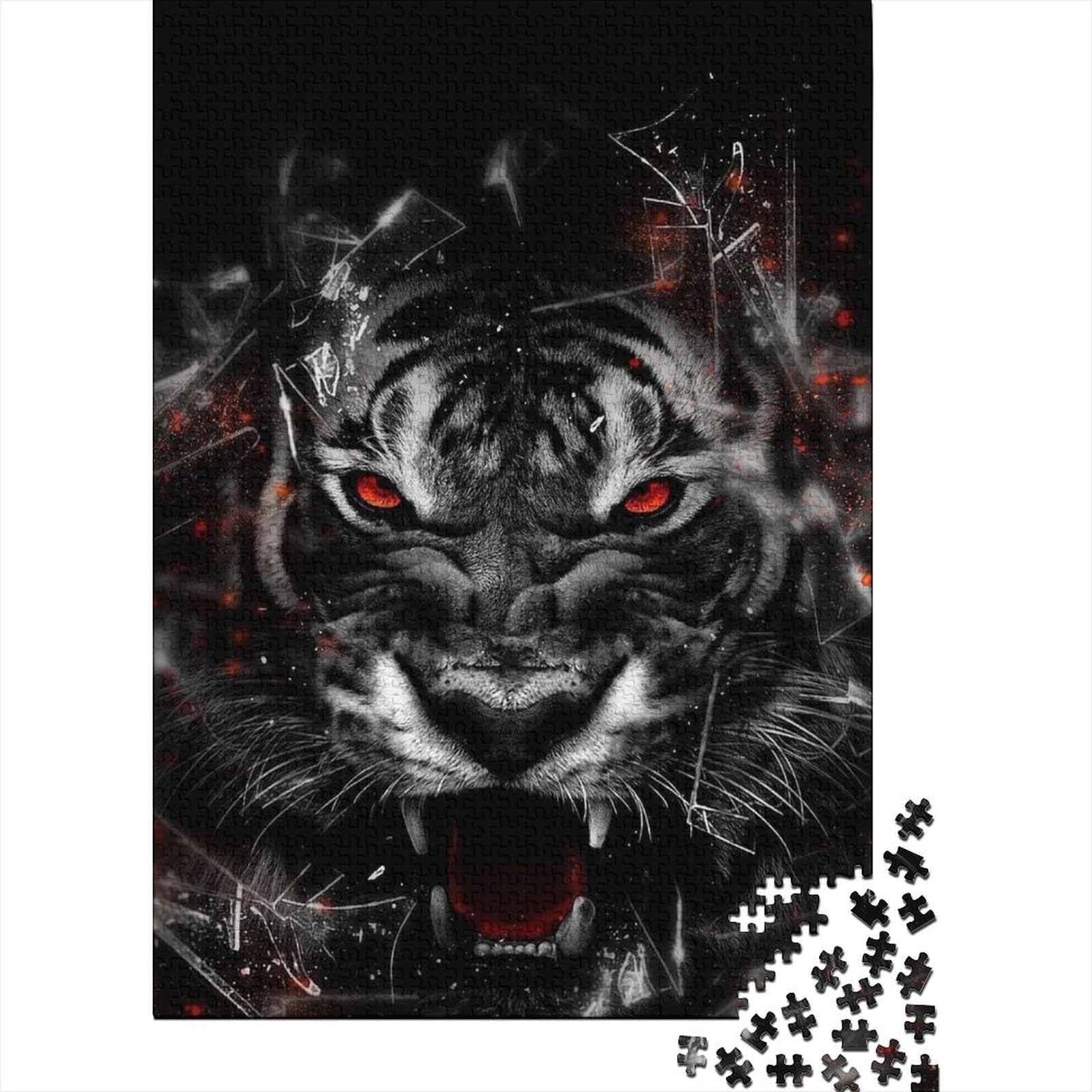 Tigers Lustiges Puzzle für Erwachsene 1000 Teile, 1000 Teile Puzzle für Erwachsene Teenager, Lernspiele, Heimdekorationspuzzle, 75 x 50 cm