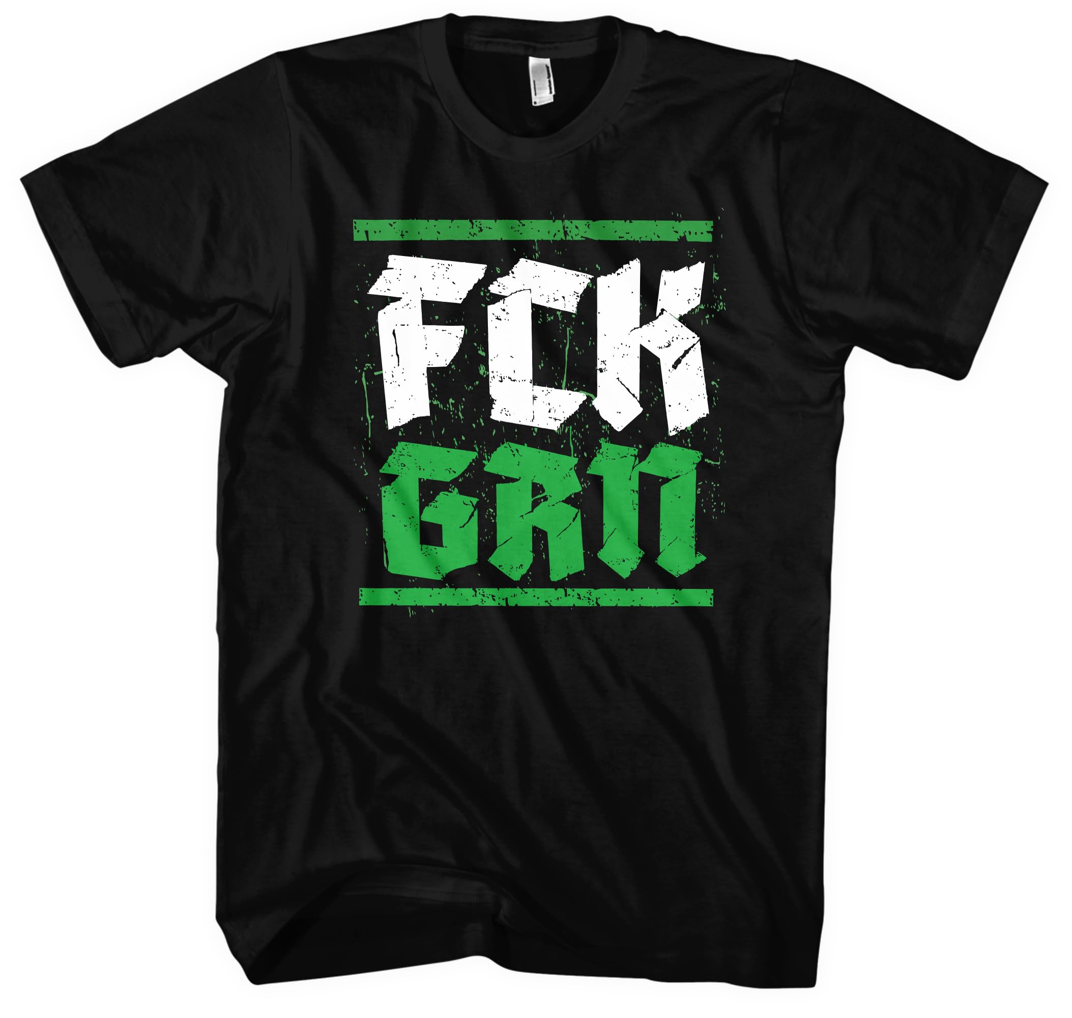 FCK GRN Herren T-Shirt | Anti Klimaaktivist Anti Grün Demo Fuck Grüne Shirt Widerstand TShirt Politik | M2 Schwarz (4XL)