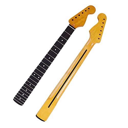 6-saitiger E-Gitarren-Hals, Hochglänzend, Gelb, 21 Und 22 Bünde, Komplett Aus Kanadischem Ahorn Für ST-Gitarrenhals Gitarre Hals Ersatz (Color : 07)