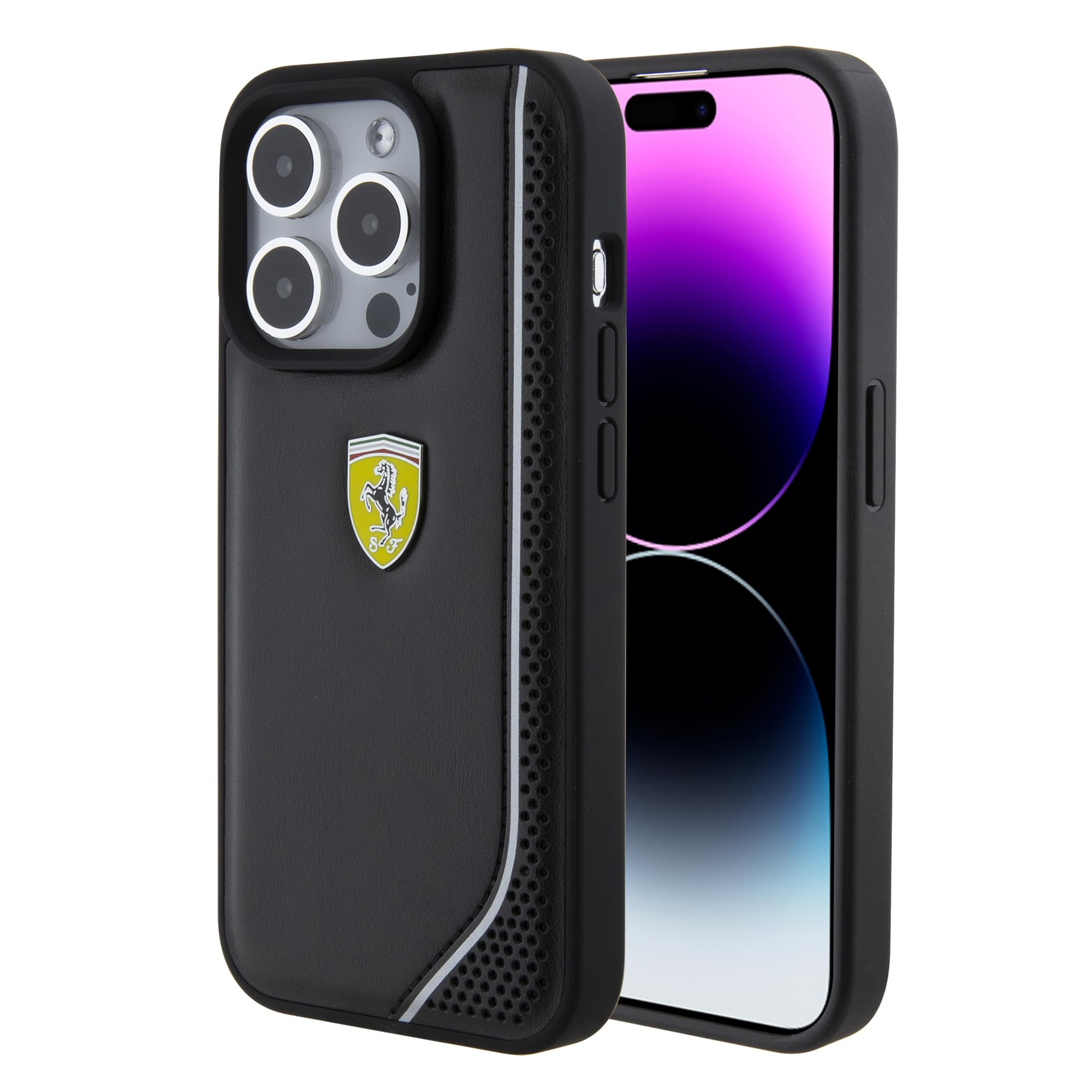 CG MOBILE Ferrari iPhone 15 Pro Hardcase-Rückseite - Reflective - Schwarz -Schutzhüle iPhone 15pro (Schwarz)