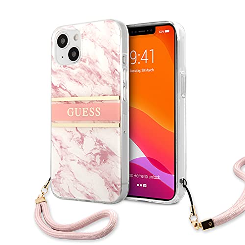 Guess GUHCP13MKMABPI hülle für iPhone13 6,1" rosa Marble Strap Collection