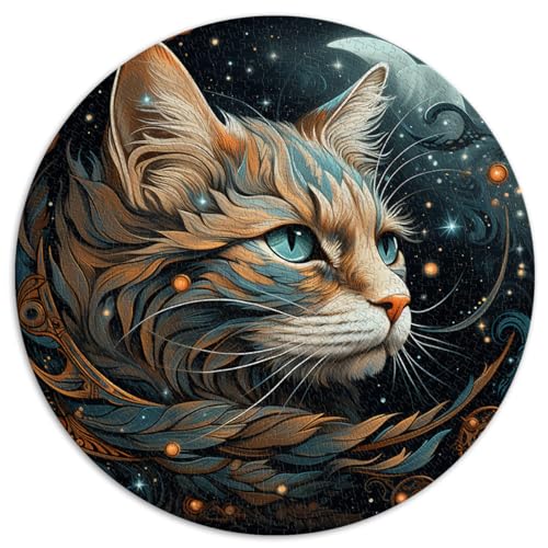 Puzzle für eine Katze, die die Sterne am Himmel betrachtet. Großes 1000-Teile-Puzzle für Erwachsene, 67,5 x 67,5 cm, Denksport-Puzzle zum Stressabbau