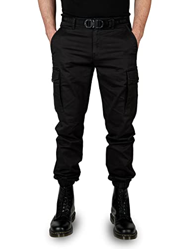 WOTEGA Odin Herren Cargohose - Cargo Hosen Männer - Cargohosen Stretch Herrenjeans, Schwarz (Black 194008), W36/L30