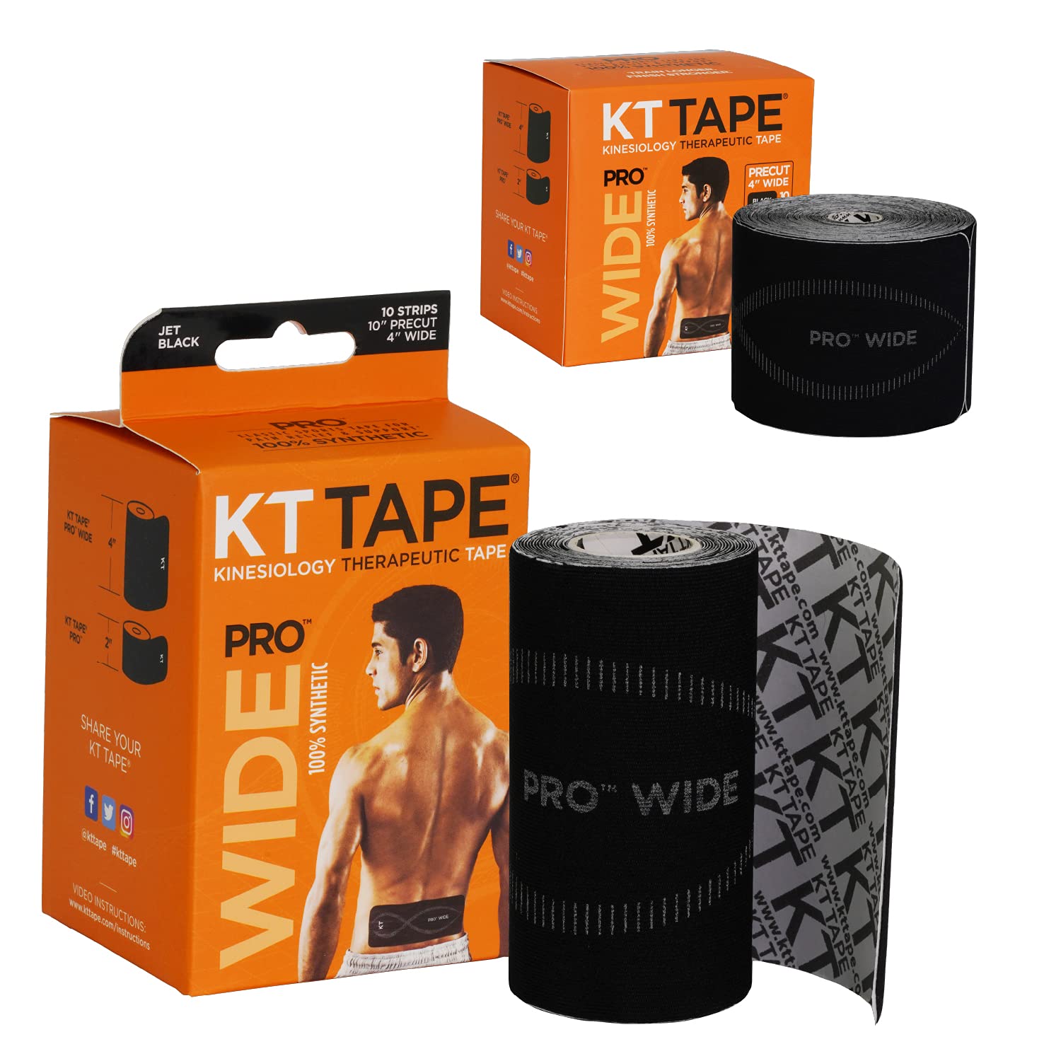 KT Tape Unisex-Erwachsene Pro Wide Tape, schwarz, 10 Inch (Pack of 10)