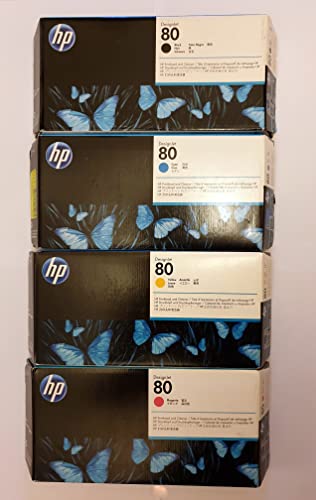 HP Original 80 Druckkopf Set schwarz, Cyan, Magenta, gelb Druckköpfe DesignJet 1050c, 1055C c4820A, c4821A, c4822A, c4823A (Garantiedatum überschritten)