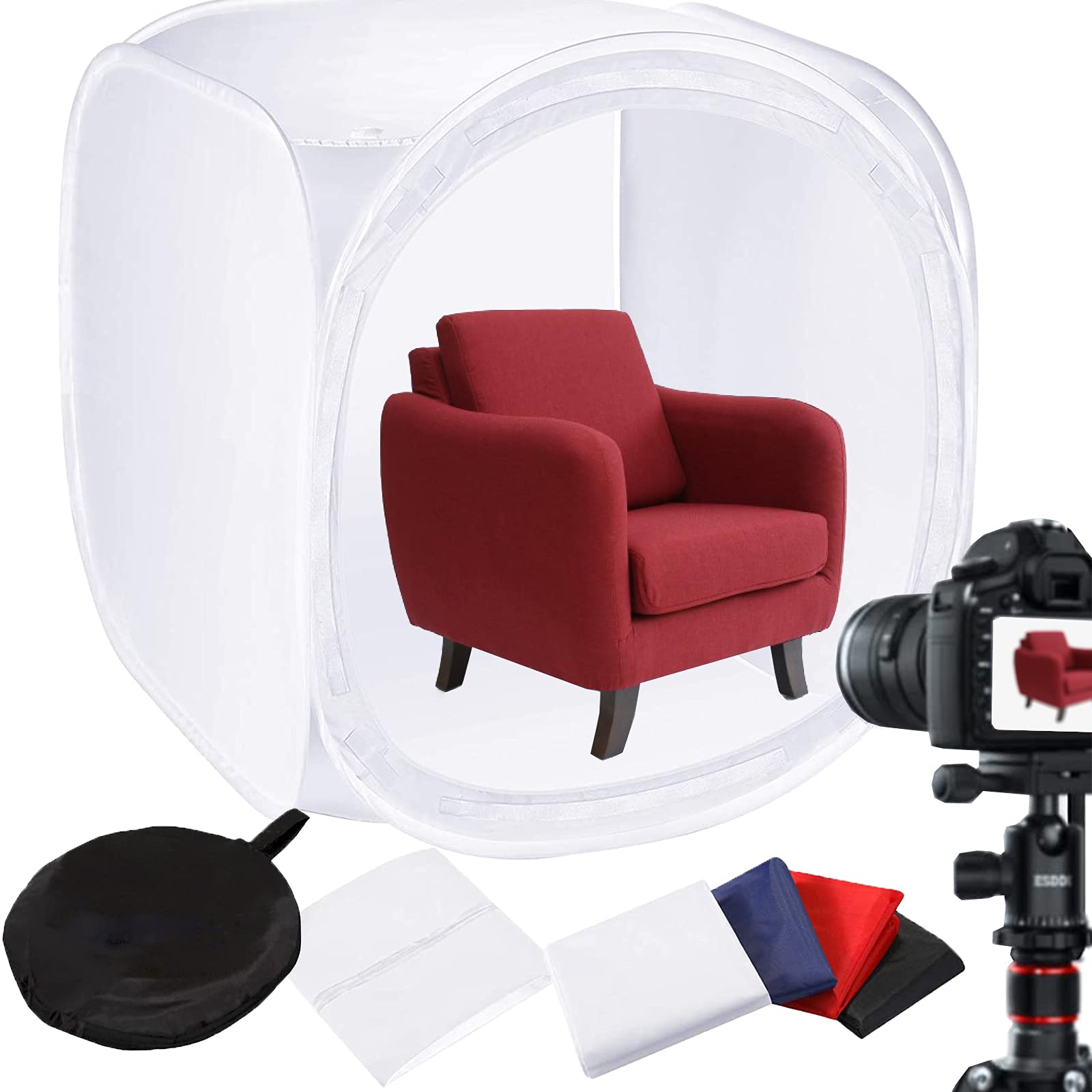 60x60 Zoll / 150 x 150 cm Foto Studio-Schießen-Zelt-Licht Cube Diffusion Soft-Box-Set mit 4 Farben Backdrops - Rot / Düster / Blau / Schwarz / Weiß