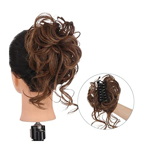 Bun Haarteile Dutt-Klammer-Clip-Haargummis for Frauen, zerzaustes, unordentliches Dutt-Haarteil, unordentliches Haar, Hochsteckfrisur, synthetisches, gewelltes, lockiges Chignon-Pferdeschwanz-Haarteil