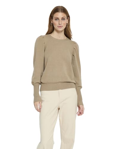 Peppercorn Anissa Pullover Damen (Größe XS) | Weicher Damenpullover Langarm und Puffärmel | Hochwertiger Pulli Elegant | Langer Pullover mit Rundhalsausschnitt