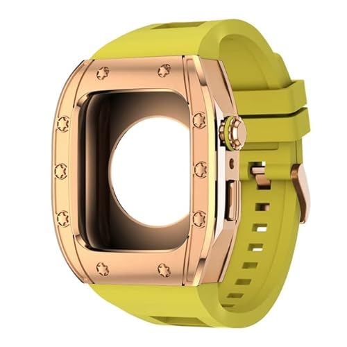 KANUZ Luxus-Modifikationsset Armband für Apple Watch, 45 mm, 44 mm, Gummiband + Hülle für Apple Watch Serie 8, 7, 6, 5, 4, SE, Zubehör (Farbe: N, Größe: 44 mm)