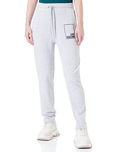 Moschino Damen Regular Fit Jog With Graffiti Printed Fleece Casual Pants, Melange Light Gray, 42 EU