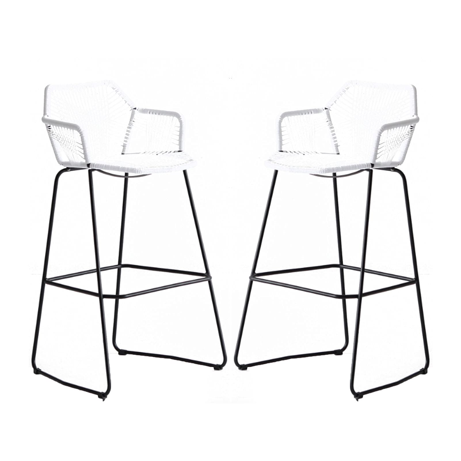 TBSZCM Frühstücksbarhocker, Sitzhöhe 29,5 Zoll, Barhocker, Moderne Hocker aus Kunststoff-Rattan, Thekenhöhe, lässige Stühle für Kücheninsel, Bar, Bistro, Bar-Thekenhocker (2 Stück) Run forward