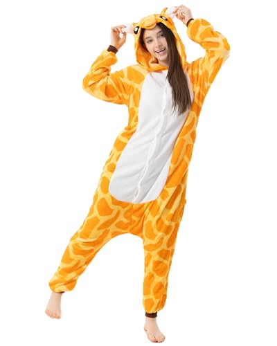 Katara 1744 -Giraffe Kostüm-Anzug Onesie/Jumpsuit Einteiler Body für Erwachsene Damen Herren als Pyjama oder Schlafanzug Unisex - viele Verschiedene Tiere