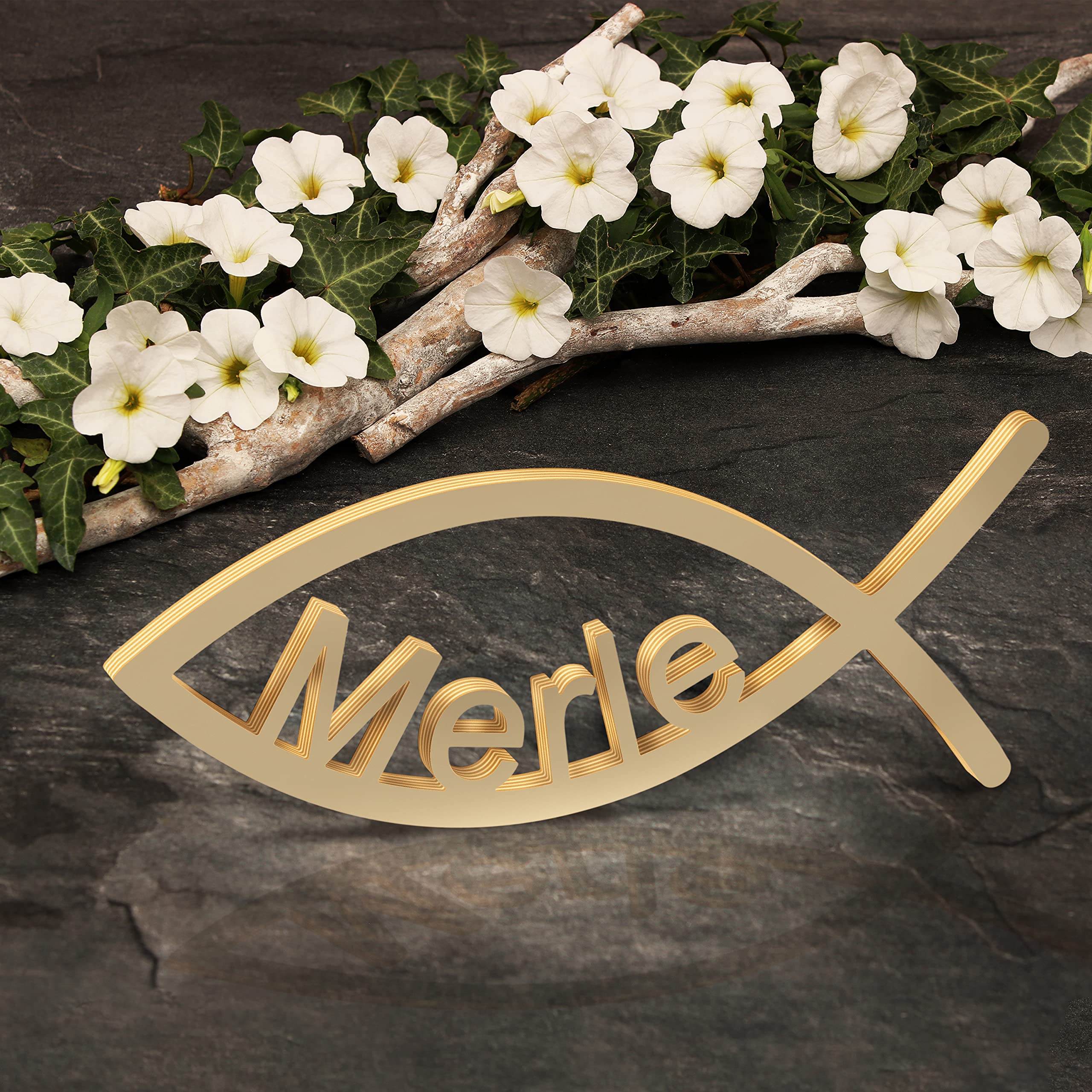 YOUR LIVING ART Geschenk zur Taufe, TAUFGESCHENK MIT Name NACH Wahl in grau, 30cm, handgemacht aus echtem natürlichen Holz, Namensgeschenk, Heimdekoration, Taufgeschenk für Babytaufe