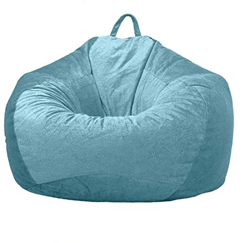 Sitzsack-Sesselbezug (Ohne Füllung), Extra Große Sitzsack Stuhlbezug Plüsch Weiche Sofabezug Sitzsack Hülle Für Kinder Und Erwachsene-Hellblau-90x110 cm