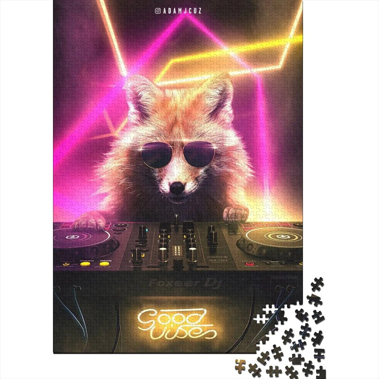 Dj Fox Holzpuzzle Puzzles für Erwachsene und Jugendliche, 1000 Teile, Puzzles für Erwachsene, Puzzles für Erwachsene und Jugendliche, 75 x 50 cm