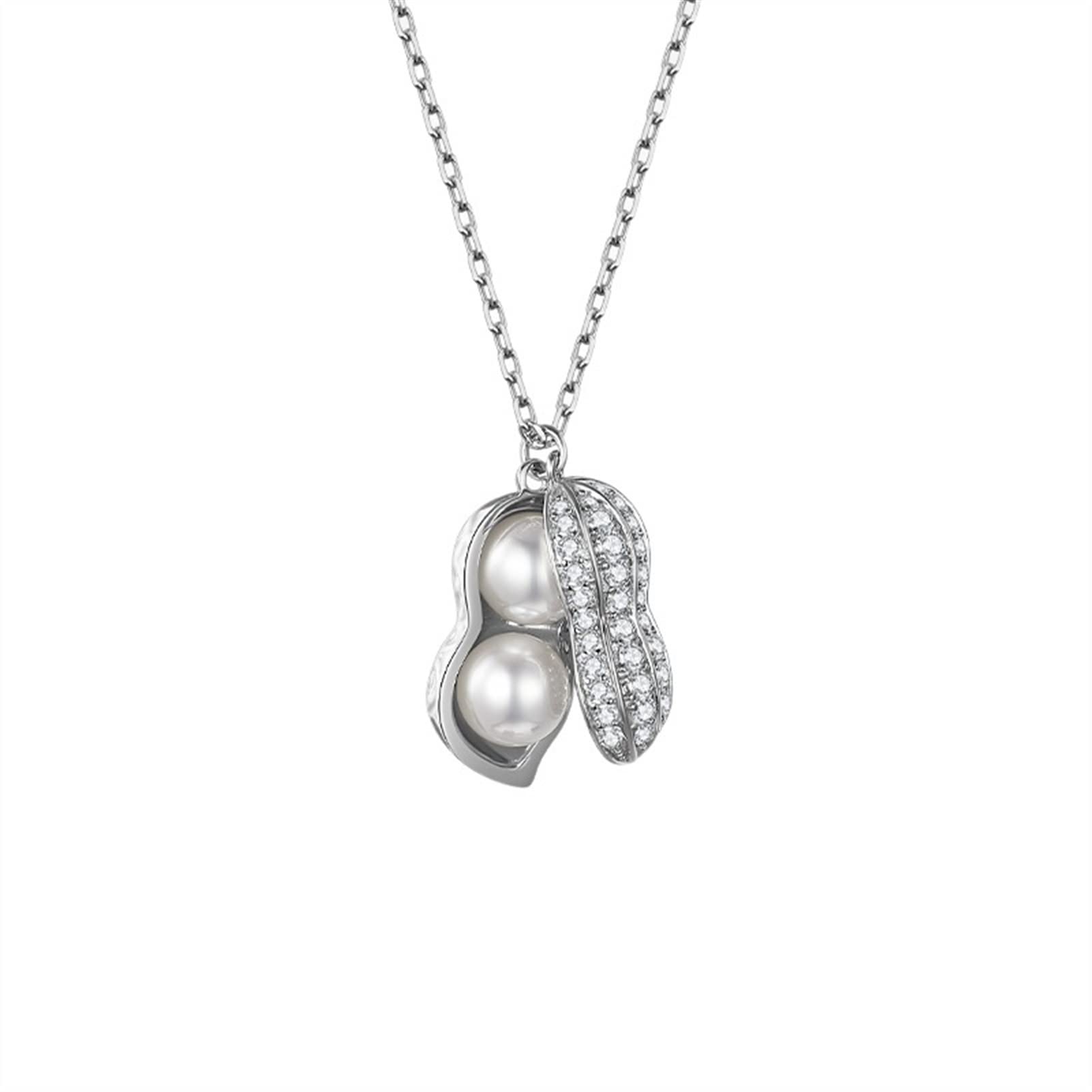 Halskette Kreative Nussbaum Halskette aus 925 Sterling Silber Modisch Licht Luxus Schmuck Halskette Geschenk für Mama und Ehefrau Halskette Damen (Farbe: silber), Leder