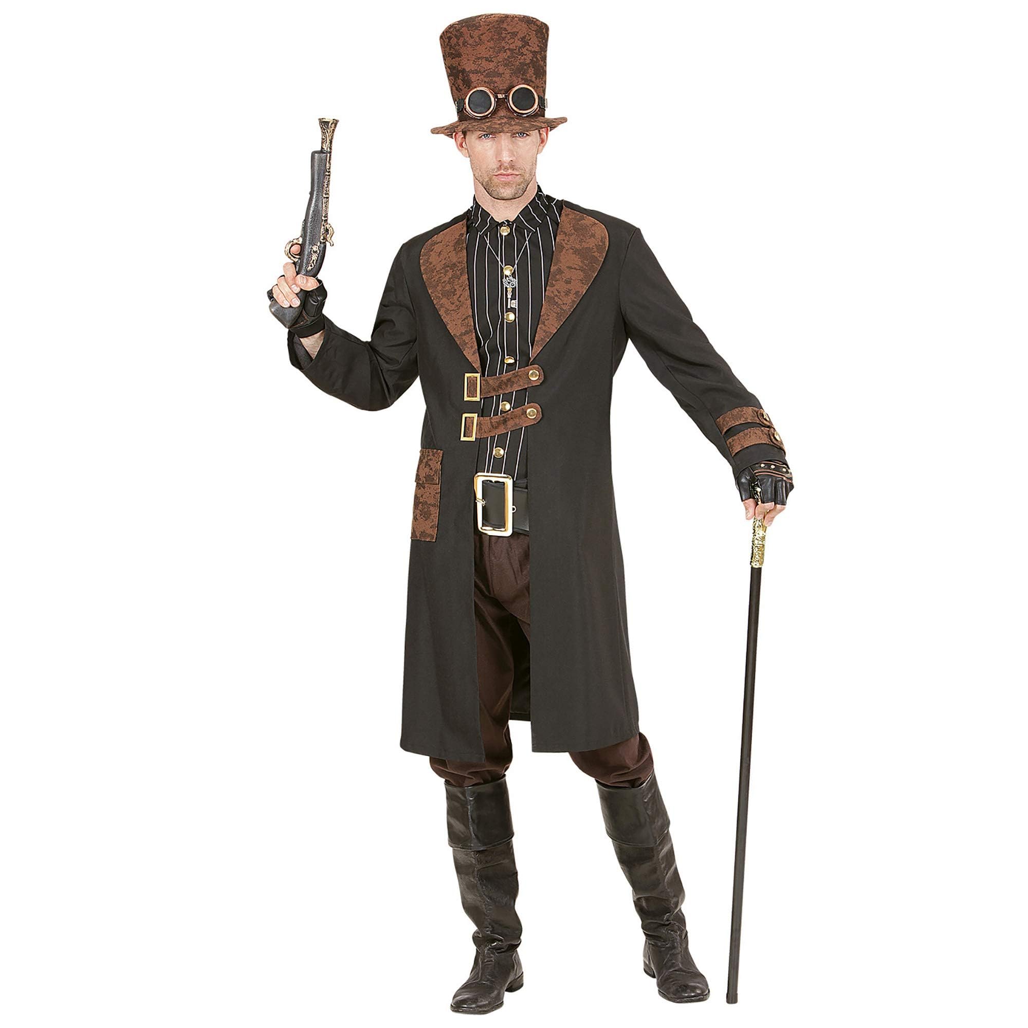 Widmann - Kostüm Steampunk, Mantel mit Hemd, Hut, Karneval, Mottoparty, Halloween