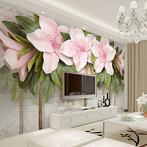 XLMING Rosa Lilien Und Blätter Küche Esszimmer Arbeitszimmer Wohnzimmer TV Hintergrund Wand 3D Tapete-400cm×280cm