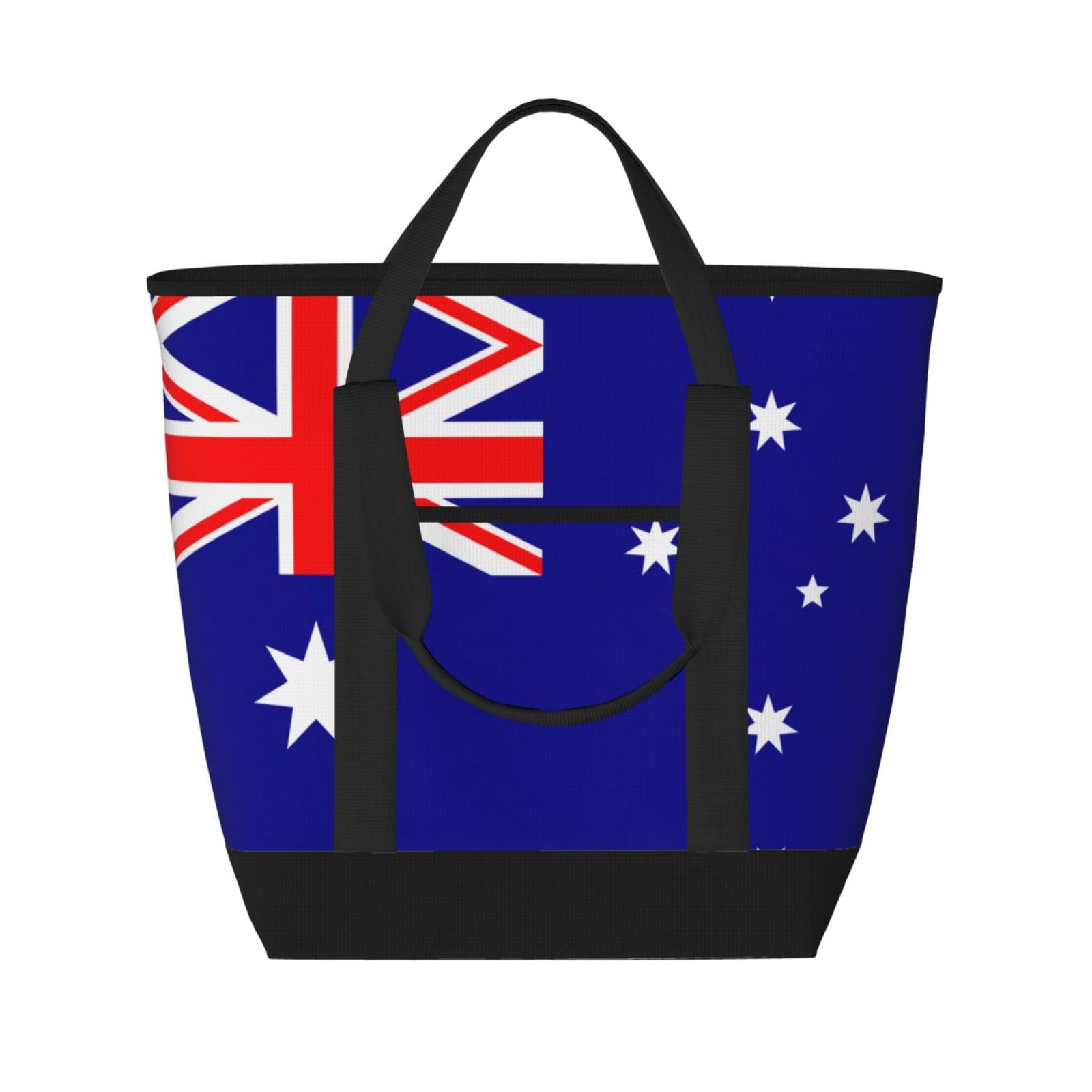 YQxwJL Isolierte Kühltasche mit australischer Flagge, großes Fassungsvermögen, Einkaufstasche, Reisetasche, Strand, wiederverwendbare Einkaufstasche für Erwachsene, Schwarz, Einheitsgröße