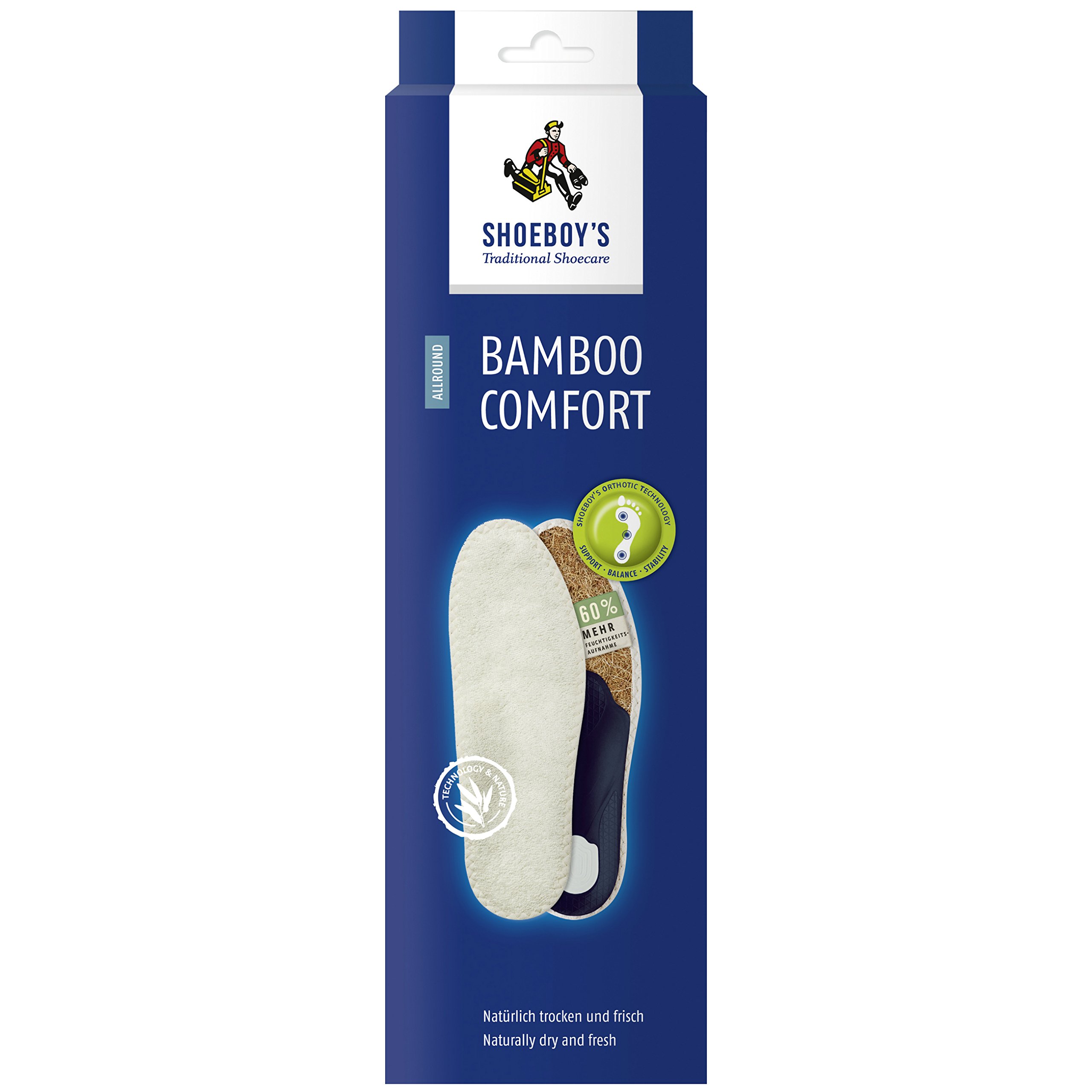 Shoeboy's Bamboo Comfort - Fußbett aus Bambus und Kokosfaser - für ein gutes Schuhklima - Größe 43, 1 Paar