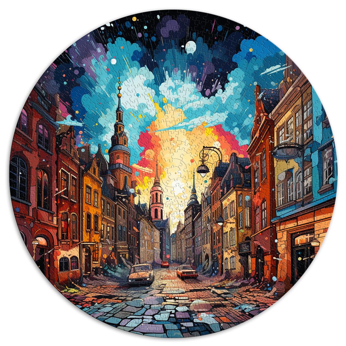 Puzzles Lernspiele Stockholmer Altstadt 1000 Teile Premium Puzzle 67,5x67,5cm Spielspielzeug für Familienpuzzles Geschenk Lernspielzeug