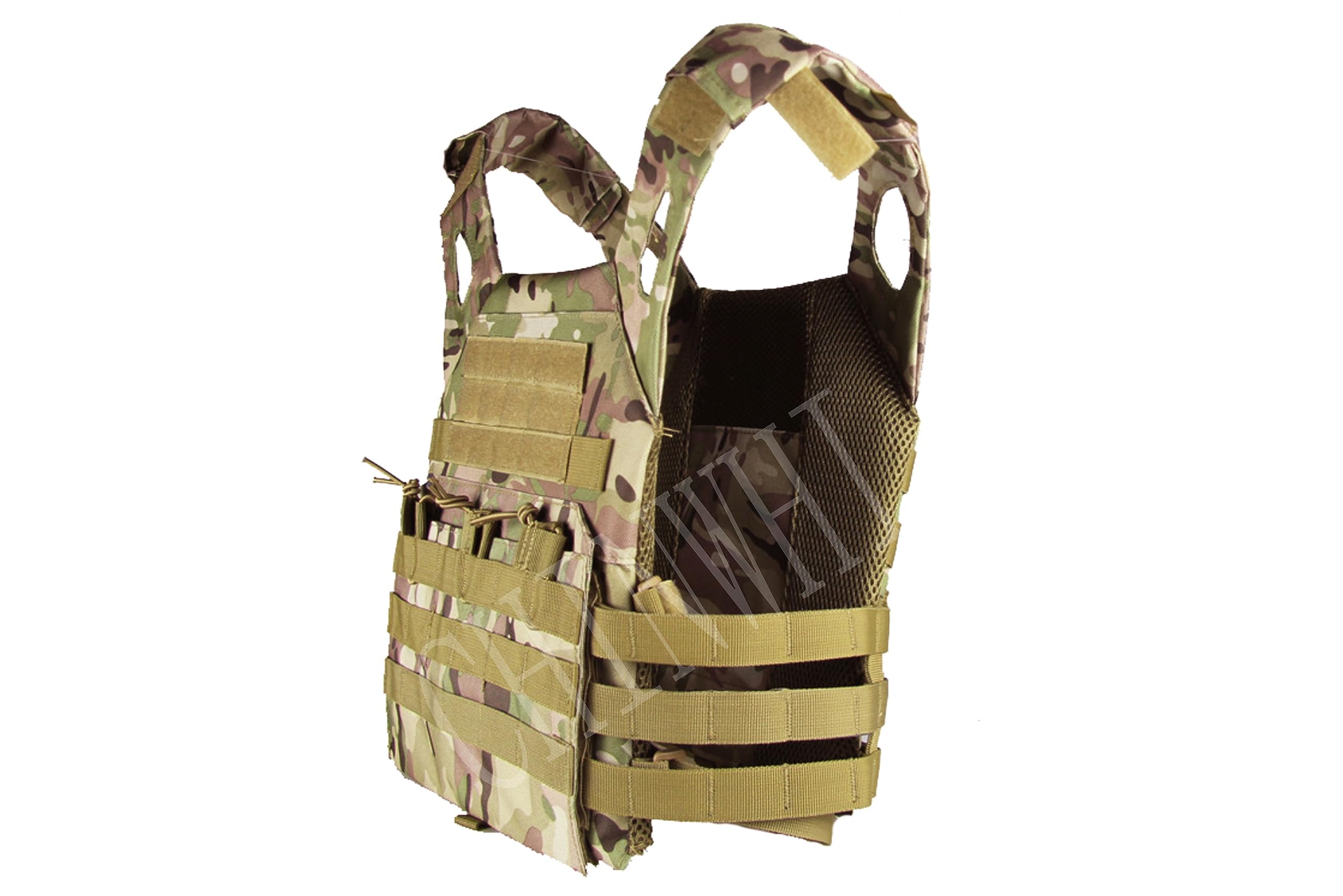 QHIU Unisex Taktische Weste Plate Carrier Camouflage Molle Schutz Multifunktions Kampf Militär verstellbares Vest für Airsoft Paintball CS SWAT Wargame Jagd Outdoor Sport, Einheitsgröße