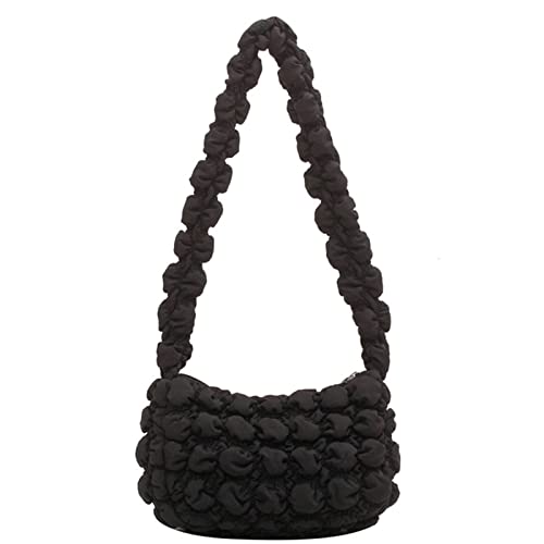 ohodhmnu Damen-Tragetasche, zarte Handtasche, plissiert, Schultertasche, Unterarmtasche, einfarbig, Geldbörse, Tag, Muttertag, Schwarz , chain strap