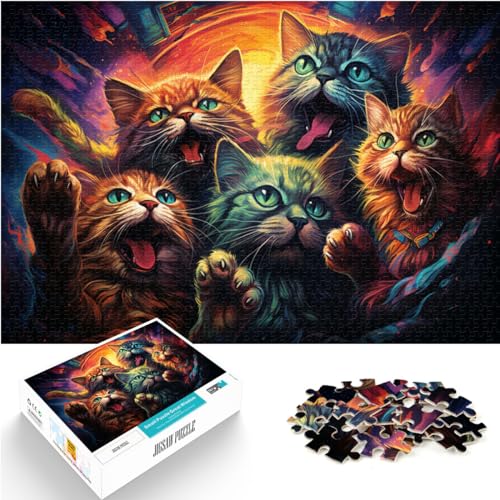 Puzzles Fantasie-Farbkatze, 1000-teiliges Puzzle für Erwachsene, Holzpuzzle, jedes Teil ist einzigartig – anspruchsvolles, unterhaltsames Familienspiel, 1000 Teile (50 x 75 cm)