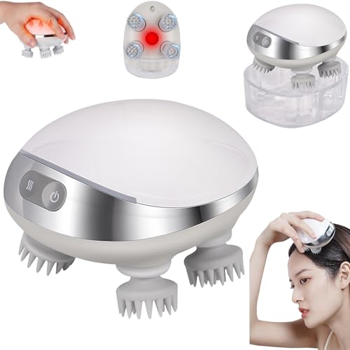 Elektrisches kopfmassagegerät Smart Scalp Massager, Scalp Hero Kopfmassage Kopfhaut Massagegerät Haarwachstum mit 4 Knetmassageköpfe Hair Massager Scalp Kopfmassage für Frauen Männer