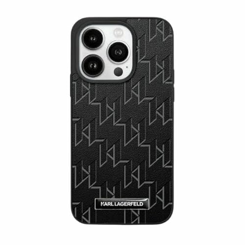 CG Mobile Karl Lagerfeld KLHMP15XPKHPORPK Hülle für iPhone 15 Pro Max 6.7" hardcase Schwarz Leather Monogram Metal Logo