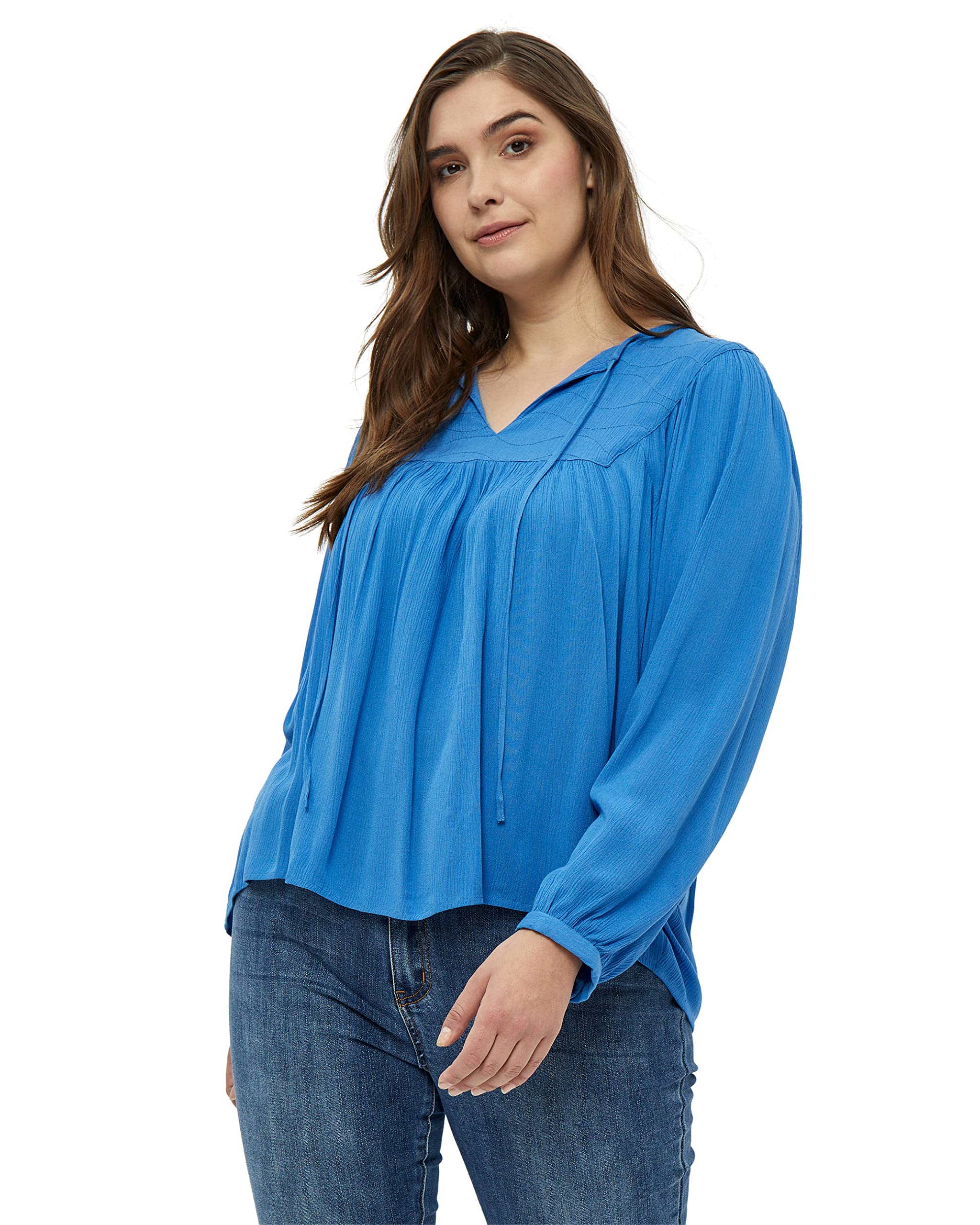 Peppercorn Danea Bluse Kurve | Bluse Damen In Blau | Frühling Bluse Elegant | Größe 48