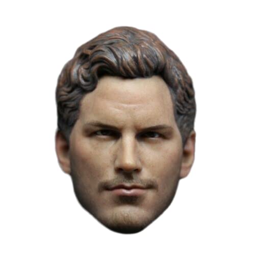 VUSLB 1/6 Scale Male Head Sculpt, Chris Pratt Strong Man Head Carved for 12inch Phicen Action Figure Body Doll (A)