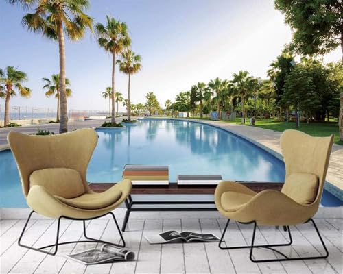 Schöner Swimmingpool Straßenbaum 3D Tapete Poster Restaurant Schlafzimmer Wohnzimmer Sofa TV Dekorative Wand-250cm×170cm