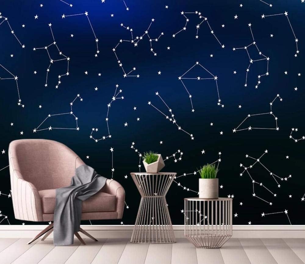 Blaue Geometrische Sterne Konstellation 3D Tapete Poster Restaurant Schlafzimmer Wohnzimmer Sofa TV Dekorative Wand-430cm×300cm