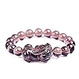 AIHEDOUJ Eisobsidian Pixiu Armband Perlen Armband Handgemacht Naturstein Reichtum Männer Frauen-17Cm