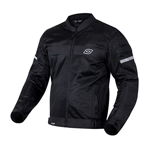 Ozone Dart Motorradjacke für Männer Ellbogen und Schulterprotektoren Reflektierende Elemente Stahlgewebe-Einsätze 4 Taschen CE-Zertifizierung