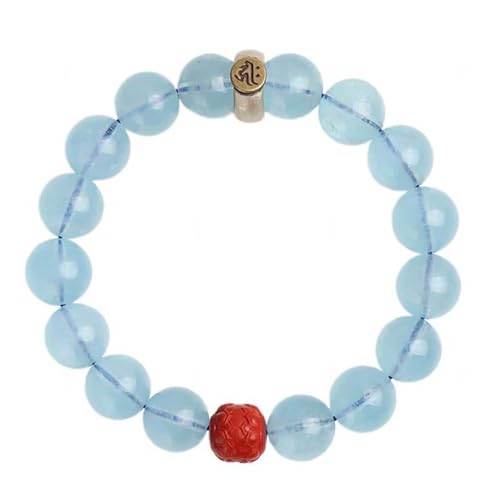 AIHEDOUJ Natürliches Edelstein-Armband, Heilkristalle, Edelsteine, Yoga, Reiki, Armreif, 10 mm, Aquamarin-Perlen, handgefertigte Perlenarmbänder für Männer und Frauen, Kristallschmuck, Geschenk