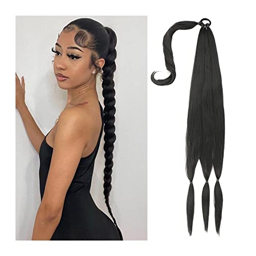 Ponytail Extension/Haarteil Binden Sie gerade umwickelnde Kunsthaarteile for Frauen for den täglichen Gebrauch, lange geflochtene Pferdeschwanzverlängerung, 80 cm lange Pferdeschwanzverlängerung mit H