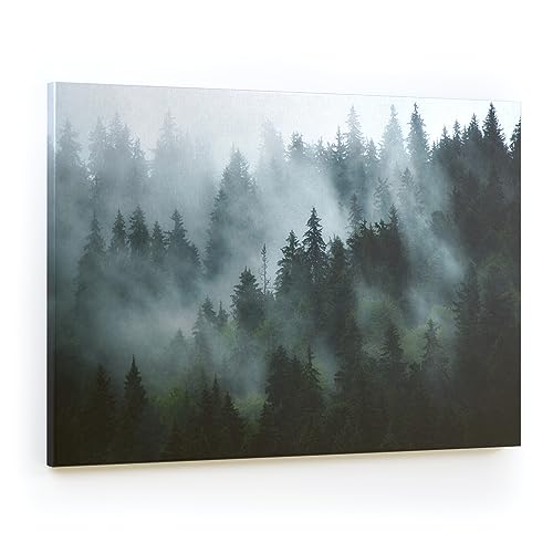 ALLboards Magnettafel CANVASboards 90×60 cm – Wald im Nebel, Memoboards Magnetpinnwand Canvas Bilder