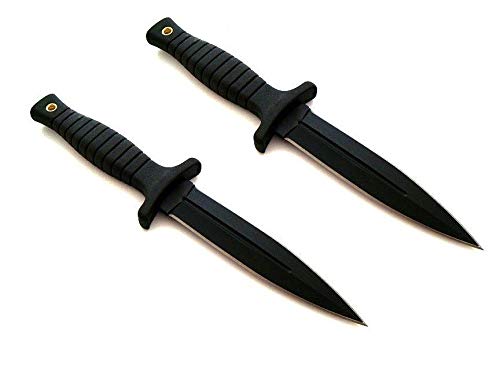 KOSxBO® *2er Set* - Krav MAGA Combat - Defense Forces Nahkampf Stiefelmesser 24 cm - Gürtelmesser - Sondereinheiten Einsatzmesser - Kampfdolch - Bootdagger - Stiefeldolch - großes Messer mit Scheide