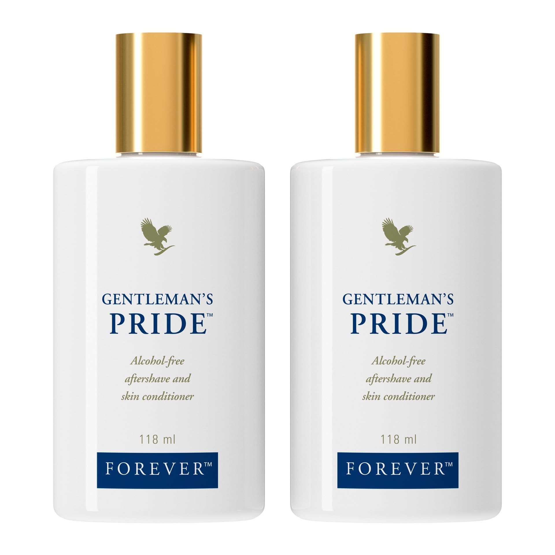 Forever Gentleman's Pride® Aftershave mit Aloe Vera, Balsam, ohne Alkohol, pflegend, beruhigend, mit Hyaluronsäure, glutenfrei, dermatest-zertifiziert (2 x 118 ml)