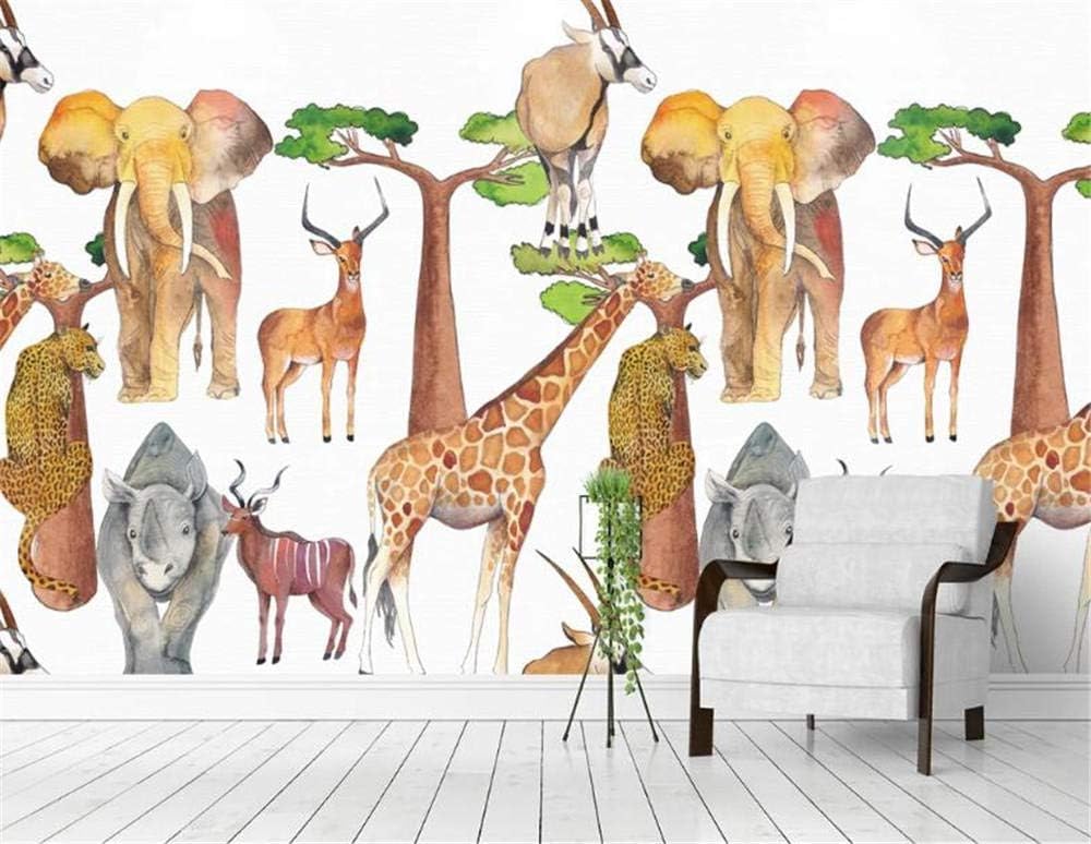 Tiere Elefanten Leoparden Giraffen 3D Tapete Poster Restaurant Schlafzimmer Wohnzimmer Sofa TV Dekorative Wand-150cm×105cm